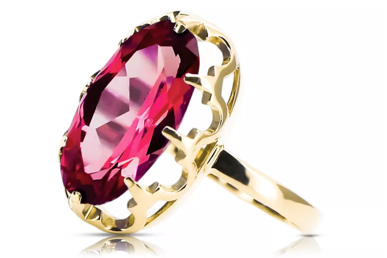 Vintažiniai papuošalai Žiedas Rubinas 14k geltono aukso vrc253y